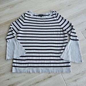 Lane Bryant Gray and Black Striped Sweater With Bell Sleeves Size 14/16 EUC
